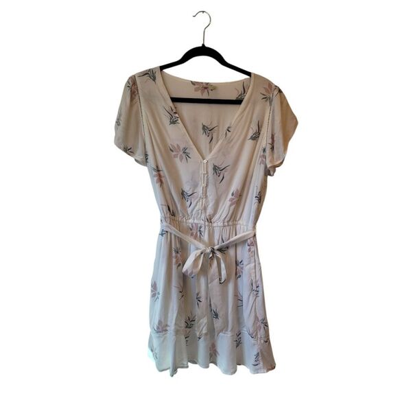Faherty Women's White Floral Rayon Dress Size L - Picture 1 of 6